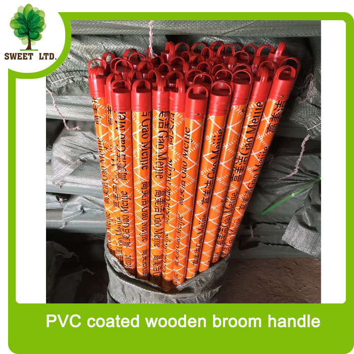 customized logo colorful PVC film wooden broomstick