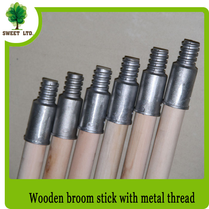 Natural wood stick with metal thread/screw