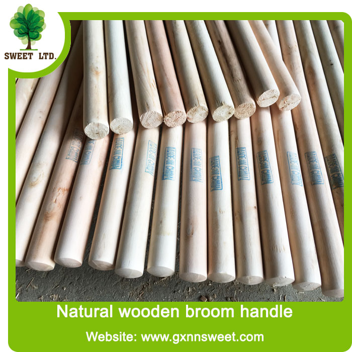 Smooth Eucalyptus natural wood broom handle with hole