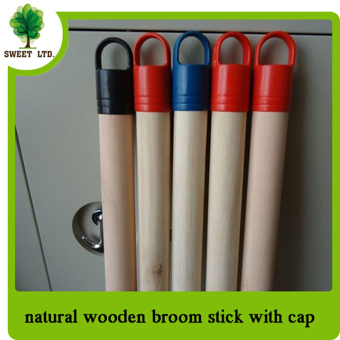 Eucalyptus natural wood  handle for broom with cap